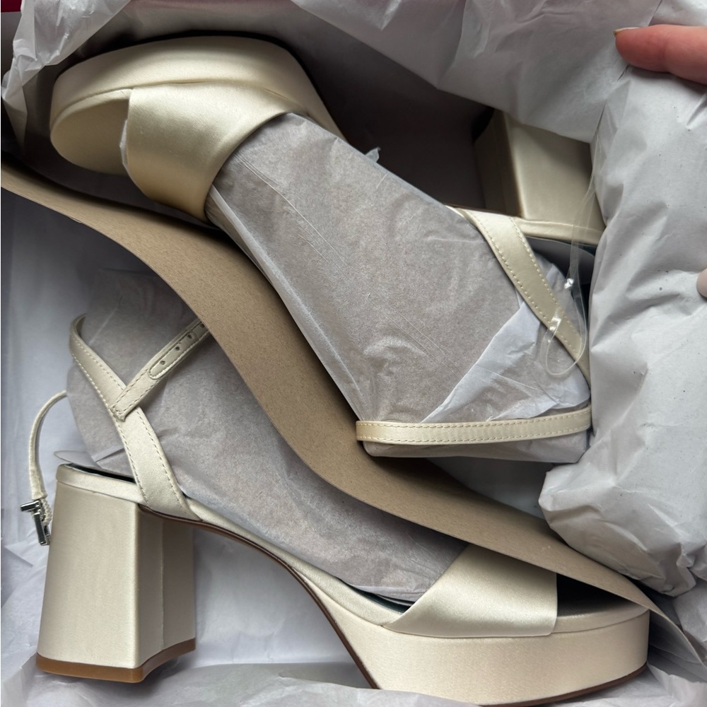 Vince Camuto Cream Block Heel Sandals